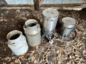lot 27 image: Propane Cookers & Vintage Milk Cannisters