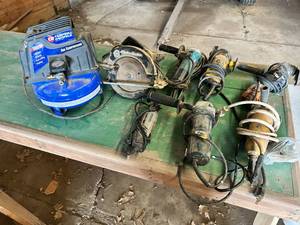 lot 76 image: Big Variety Lot of Air Compressor & Power Tools