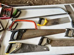 lot 93 image: Huge Variety Lot of Hand Saws & More Tools - See Pictures