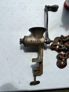 lot 116 image: Antique Wards Table Top Meat Grinder & More