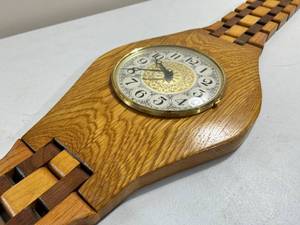 lot 199 image: Handcrafted Wood Artwork by Ardie Schweim. - Wristwatch Wall Clock
