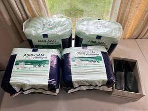 lot 206 image: Bulk Unopened Packages Adult Depends & Womens Size 8.5 Comfort Shoes Lot - Shoes are New