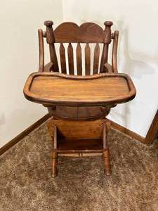 lot 208 image: Original Handcrafted Wood Artwork by Ardie Schweim - Black Walnut High Chair - One of a Kind