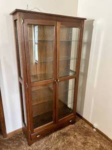 lot 210 image: Original Handcrafted Wood Artwork by Ardie Schweim - Black Walnut Curio Cabinet Display