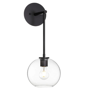 lot 34 image: XiNBEi Lighting Wall Sconce, Retro 1 Light Globe Glass Bathroom Vanity Light Matte Black Finish XB-W1263-MB