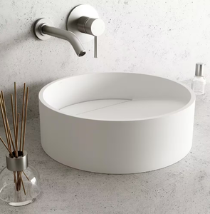lot 82 image: Vigo Vg04018 Starr 15 Circular Acrylic Solid Surface Vessel Bathroom Sink - White