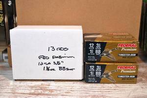 Federal Tungsten-Iron 12ga  3-12 BB-shot 33 shells