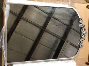 lot 13 image: Kate and Laurel Arendahl 36.00 in. W x 28.50 in. H Arch Metal Silver Framed Traditional Wall Mirror  Customer Returns See Pictures