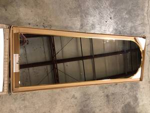 lot 20 image: 64 in. x 21 in. Modern Arched Metal Framed Gold Full Length Floor Standing Mirror   Customer Returns See Pictures