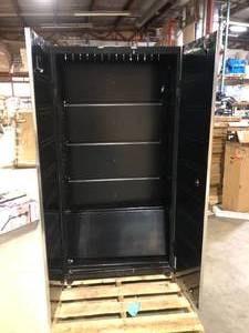 lot 23 image: Husky Ready-to-Assemble 24-Gauge Steel Freestanding Garage Cabinet in Black (36.6 in. W x 72 in. H x 18.3 in. D)  Customer Returns See Pictures