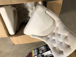 lot 35 image: StyleWell Bakerford Biscuit Beige Upholstered Dining Chair with Tufted Back (Set of 2) Customer Returns See Pictures