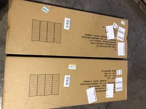 lot 27 image: Lot of  4 ft. Short Window Pane Shoji Screen - White - 4 Panels by Oriental Furniture   Customer Returns See Pictures