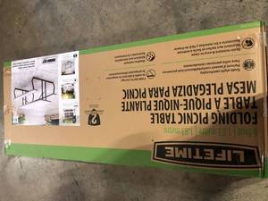 lot 34 image: Lifetime Folding Picnic Table  Customer Returns See Pictures