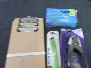 lot 27 image: 6 Small Clipboards, Staple Remover,...