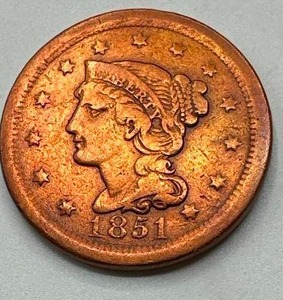 1851 Large Cent Penny (high grade)