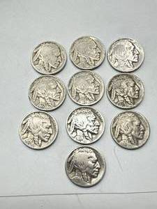 Lot of 10 Buffalo Nickels