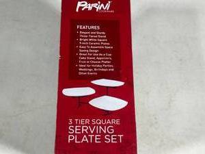 3-Tier Square Serving Plate Set - New in Box.