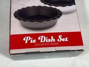 Pie Dish Set-Glazed Non-Stick Stoneware. New in Box.