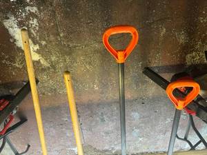 Two Big Foot Shovels, Dura Fork and Small Broom