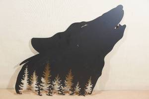 lot 149 image: Laser Cut Steel Wolf Wall Art
