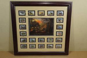 lot 158 image: Framed Turkey Federation Stamps with Terry Redlin Print