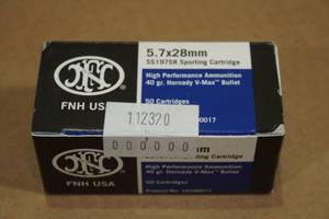 lot 163 image: 50 FNH 5.7 x 28mm 40 Gr Hornady V-Max Ammo
