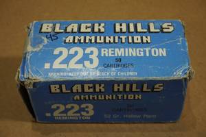 lot 189 image: 45 Black Hills .223 Rem 52 Gr HP Ammo