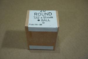 lot 190 image: 20 Military Surplus 7.62 x 51mm (.308) Ball Ammo