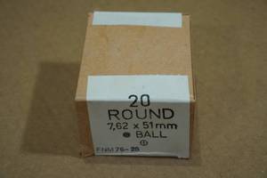 lot 191 image: 20 Military Surplus 7.62 x 51mm (.308) Ball Ammo