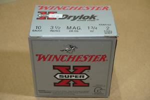 lot 199 image: 25 Winchester Super-X 10 Gauge 3-12 Magnum Steel 2 Shot Shotshells