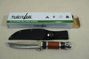 lot 10 image: NEW Survivor Camping Knife with Sheath