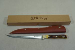 lot 16 image: New Elk Ridge ER-146 Stainless Steel Fillet Knife with Sheath