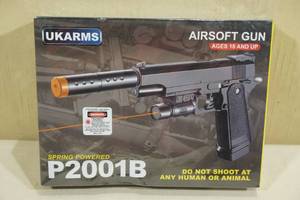 lot 45 image: UKArms P2001B Spring Powered Airsoft Pistol with Laser