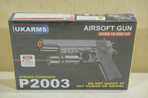 lot 46 image: UKArms P2003 Spring Powered Airsoft Pistol with Laser