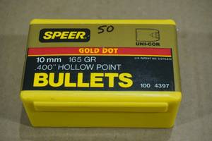 lot 116 image: 50 Speer Gold Dot 10mm .400 165 Gr HP Bullets