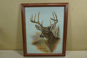 lot 137 image: Framed Buck Print by Ruane Manning
