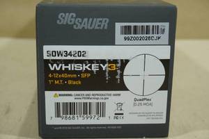 lot 1T image: NEW Sig Sauer Whiskey 3 4-12 x 40 Rifle Scope - QuadPlex Reticle