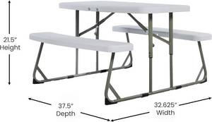 lot 24 image: Flash Furniture Easy Folding Plastic Kids Outdoor Picnic Table