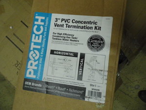 Protech HVAC 3 PVC concentric vent termination kit for high efficiency condensing gas tanktankless water heaters