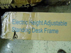 Open box Electric Height Adjustable Standing desk frame walnutblack. appears to be complete