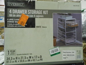 Everbilt metal framed 4-sliding drawer storage kit