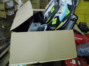 Box loaded with automotive supplies and accessories