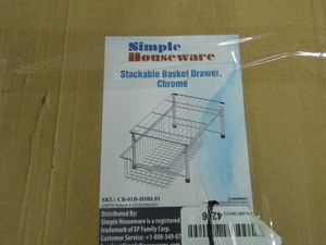 Simple Houseware Stackable Basket Drawer with Chrome finish PLUS 3-tier Stackable Metal Can Rack organizer
