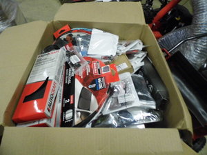 Box of Assorted automotive supplies, accessories and other car related products