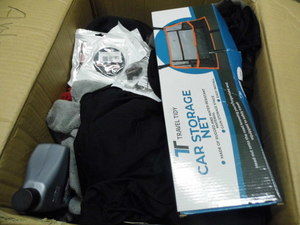 Box of car accessories, supplies and more