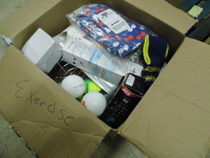 Box of Assorted balls and golf related supplies and accessories