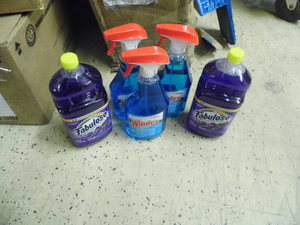 (2) 56oz Bottles of Fabuloso Lavender Multipurpose Cleaner  and (3) 32oz Spray bottles of Windex Glass Cleaner