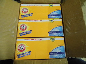 (3) Commercial Arm & Hammer 160 load Boxes of Powder Laundry Detergent Clean Burst