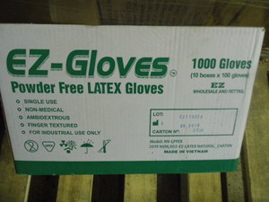 Powder Free Latex Gloves size-XS 10-100ct boxes 1000