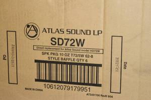 lot 23 image: Six (6) New Atlas IED Pro Audio Ceiling Speakers - 8 Dual Cone In-Ceiling 25V70V 5-Watt Transformer & 62-8 Baffle - Model SD72W